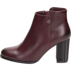 Bordowe botki damskie SERGIO LEONE BT518. Czerwone botki damskie Sergio Leone, klasyczne, na wysokim obcasie, na obcasie, bez zapięcia. W wyprzedaży za 139,00 zł.