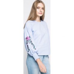 Only - Bluzka Elena. Niebieskie bluzki damskie ONLY, na co dzień, s, z haftami, z bawełny, casualowe, z okrągłym kołnierzem, bez rękawów. W wyprzedaży za 59,90 zł.