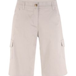 Bermudy z wygodnym paskiem bonprix kamienisty. Szare spodnie damskie bonprix. Za 74,99 zł.