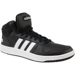 Adidas Hoops 2.0 Mid bb7207 44 Czarne. Czarne buty sportowe męskie marki Adidas, ze skóry, bez zapięcia. W wyprzedaży za 239,99 zł.