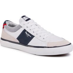 Tenisówki PEPE JEANS - Kenton Sport PMS30601 White 800. Białe trampki męskie Pepe Jeans, bez wzorów, z jeansu, klasyczne, bez zapięcia. W wyprzedaży za 179,00 zł.