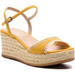 Espadryle UNISA - Kisses Ks Yellow. Żółte espadryle damskie Unisa, bez wzorów, z zamszu, bez obcasa, na obcasie. W wyprzedaży za 269,00 zł.
