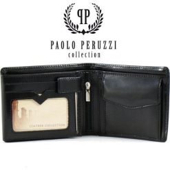Skórzany portfel męski PAOLO PERUZZI GA180 czarny - Czarny. Czarne portfele męskie Paolo Peruzzi, bez wzorów, ze skóry. Za 159,99 zł.