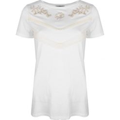 Twinset Bluzka. Bluzki damskie Twin Set, bez wzorów, z tkaniny, z okrągłym kołnierzem, z krótkim rękawem. Za 289,00 zł.
