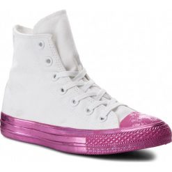Trampki CONVERSE - Ctas Hi 156768C White/Pink/Black. Białe półbuty damskie Converse, bez wzorów, z gumy, bez zapięcia. W wyprzedaży za 219,00 zł.