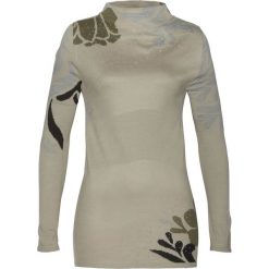 Sweter bonprix khaki. Zielone swetry damskie marki bonprix, z aplikacjami, z żakardem, bez rękawów, bez kaptura. Za 34,99 zł.