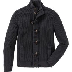 Sweter rozpinany z guzikami kołkami Regular Fit bonprix antracytowy melanż. Szare kardigany męskie bonprix, l, melanż, z dzianiny. Za 109,99 zł.
