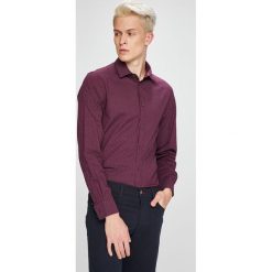 Trussardi Jeans - Koszula. Brązowe koszule męskie Trussardi Jeans, bez wzorów, z elastanu, klasyczne, z włoskim kołnierzykiem, z długim rękawem. W wyprzedaży za 229,90 zł.