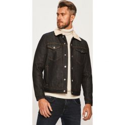 Armani Exchange - Kurtka jeansowa. Niebieskie płaszcze męskie Armani Exchange, s, bez wzorów, z bawełny, krótkie, bez kaptura. Za 999,90 zł.