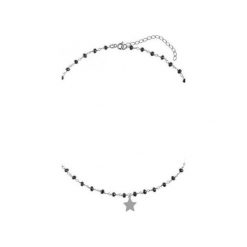 Srebrny naszyjnik choker z czarnymi onyksami i gwiazdką. Szare naszyjniki damskie Atdiament, z onyksem, srebrne. Za 139,00 zł.