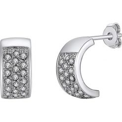 Kolczyki-półkreole z kryształami Swarovski. Szare kolczyki damskie Highstreet Jewels, Runway & Co., z kryształem, z mosiądzu. W wyprzedaży za 79,95 zł.
