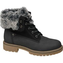 Botki damskie Highland Creek czarne. Czarne botki damskie na obcasie marki Highland Creek, z materiału, na sznurówki. Za 159,90 zł.