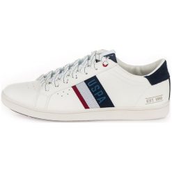 U.S. Polo Assn. Tenisówki Męskie Icon 46 Białe. Białe trampki męskie U.S. Polo Assn., bez wzorów, ze skóry, bez zapięcia. Za 369,00 zł.