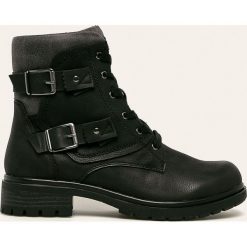 Tamaris - Workery. Czarne workery damskie Tamaris, z materiału, na sznurówki. W wyprzedaży za 179,90 zł.