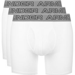 Under Armour Charged Cotton® Stretch 6” 3-pack Bokserki Biały. Białe bokserki męskie Under Armour, bez wzorów, z elastanu. Za 188,95 zł.