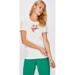 Scotch & Soda - Top. Białe bluzki damskie marki Scotch & Soda, l, z nadrukiem, z bawełny, casualowe, z okrągłym kołnierzem, z krótkim rękawem. Za 169,90 zł.