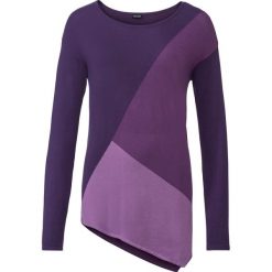Swetry klasyczne damskie: Sweter w kontrastowym połączeniu kolorów bonprix lila wzorzysty