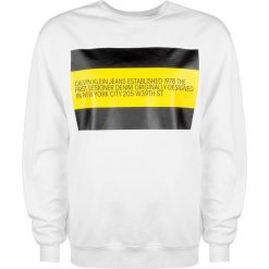 Calvin Klein Bluza "Yellow Flag". Żółte bluzy męskie Calvin Klein, z nadrukiem, z bawełny, z okrągłym kołnierzem, bez rękawów, bez kaptura. Za 349,00 zł.