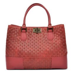 Torebki klasyczne damskie: Skórzana torebka w kolorze czerwonym – (S)27 x (W)38 x (G)15 cm