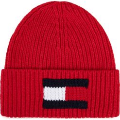Czapka TOMMY HILFIGER - Big Flag Beanie AM0AM05152 XAF. Czerwone czapki męskie TOMMY HILFIGER, na zimę, bez wzorów, z bawełny. W wyprzedaży za 149,00 zł.