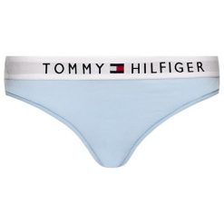 Stringi TOMMY HILFIGER Thong UW0UW01555. Niebieskie stringi damskie TOMMY HILFIGER, s, bez wzorów, z bawełny. Za 69,00 zł.