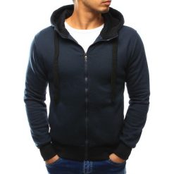Bluzy męskie: Bluza męska z kapturem rozpinana granatowa (bx3021)
