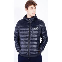 Czarna pikowana kurtka męska z kapturem. Czarne płaszcze męskie EA7 Emporio Armani, s, bez wzorów, z kapturem. Za 699,00 zł.