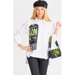 KOSZULA PATRIZIA PEPE. Białe koszule damskie Patrizia Pepe, na co dzień, z nadrukiem, z bawełny, z włoskim kołnierzykiem, bez rękawów. Za 683,40 zł.
