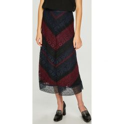 Tommy Hilfiger - Spódnica. Niebieskie spódniczki damskie z wysokim stanem marki TOMMY HILFIGER, z poliesteru, midi. W wyprzedaży za 479,90 zł.