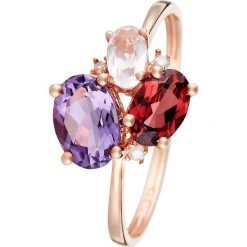 Złoty pierścionek z diamentami i kamieniami szlachetnymi. Różowe pierścionki damskie Diamond & Co, z ametystem, złote. W wyprzedaży za 615,95 zł.