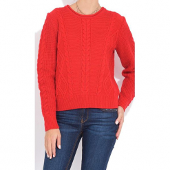 Sweter w kolorze czerwonym. Czerwone bez kategorii marki William de Faye, z kaszmiru, z okrągłym kołnierzem. W wyprzedaży za 136,95 zł.