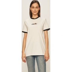 Ellesse - T-shirt. Białe bluzki damskie Ellesse, z aplikacjami, z elastanu, casualowe, z okrągłym kołnierzem. W wyprzedaży za 89,90 zł.