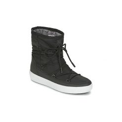 Śniegowce Moon Boot PULSE NYLON PLUS WP. Czarne kozaki damskie Moon Boot, z nylonu, bez obcasa, bez zapięcia. Za 433,30 zł.