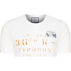 T-shirt AERONAUTICA MILITARE. Białe t-shirty męskie Aeronautica Militare, z nadrukiem, z bawełny, militarne, z okrągłym kołnierzem. Za 300,00 zł.