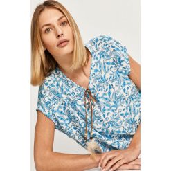 Answear - Bluzka Answear Lab. Niebieskie koszule damskie ANSWEAR, na co dzień, s, bez wzorów, z wiskozy, casualowe, z okrągłym kołnierzem, z krótkim rękawem. Za 59,90 zł.