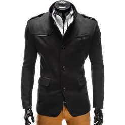 PŁASZCZ MĘSKI C92 AUGUSTIN - CZARNY. Czarne płaszcze na zamek męskie Ombre Clothing, na zimę, l, z materiału, eleganckie. Za 145,00 zł.