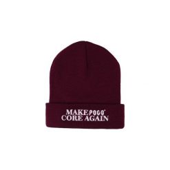 BEANIE MPCA 2 BURGUNDY. Czerwone czapki męskie Pogo, z aplikacjami, klasyczne. Za 59,00 zł.