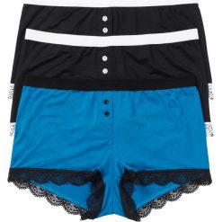 Bokserki damskie: Bokserki damskie z mikrofazy (3 pary) bonprix niebieski capri – czarny