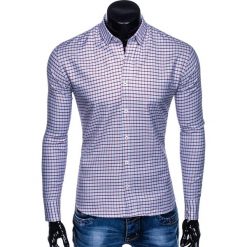 KOSZULA MĘSKA W KRATĘ Z DŁUGIM RĘKAWEM K439 - BŁĘKITNA/CZERWONA. Czerwone koszule męskie Ombre Clothing, s, bez wzorów, z bawełny, bez kołnierzyka, z długim rękawem. Za 29,00 zł.