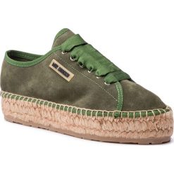 Espadryle LOVE MOSCHINO - JA10233G07JF0850 Verde. Zielone espadryle damskie Love Moschino, bez wzorów, ze skóry, bez obcasa, na obcasie. Za 679,00 zł.
