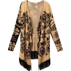 Desigual kardigan damski Jers Torino L beżowy. Brązowe swetry damskie Desigual, l, bez wzorów, bez rękawów, bez kaptura. Za 399,00 zł.