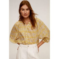 Mango - Bluzka Jungle. Żółte bluzki damskie Mango, na co dzień, s, w kwiaty, z bawełny, casualowe, z okrągłym kołnierzem, bez rękawów. Za 119,90 zł.