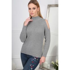 Golfy damskie: Jasnoszary Sweter z Golfem BB20901