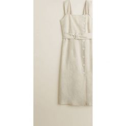 Mango - Sukienka Capri. Szare sukienki damskie Mango, na co dzień, s, w paski, z bawełny, casualowe, bez kołnierzyka, bez rękawów, midi, proste. Za 229,90 zł.