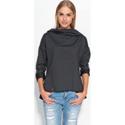 Czarna Bluza z Szerokim Kapturem. Czarne bluzy damskie Molly.pl, s, bez wzorów, z jeansu, bez rękawów. Za 86,90 zł.