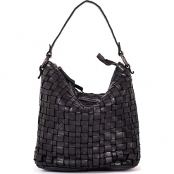 Skórzana torebka w kolorze czarnym - 26 x 27 x 17 cm. Czarne torebki klasyczne damskie neropantera, w paski, z materiału. W wyprzedaży za 386,95 zł.