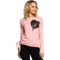 KENZIE Bluza ze skórzanym sercem - różowa. Różowe bluzy damskie marki Moe, s, bez wzorów, z dzianiny, z długim rękawem, długie, bez kaptura. Za 89,00 zł.