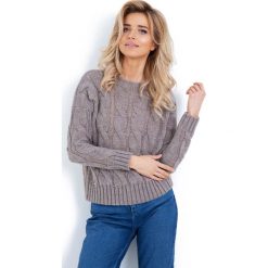 Latte Sweter z Warkoczowym Splotem. Pomarańczowe piżamy damskie Molly.pl, uniwersalny, bez wzorów, ze splotem, eleganckie, bez rękawów, długie, bez kaptura. Za 99,90 zł.