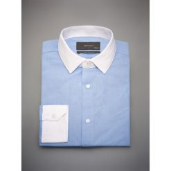Bawełniana koszula slim fit - Niebieski. Niebieskie koszule męskie slim marki Reserved, l. Za 119,99 zł.