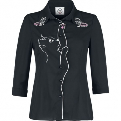 Dancing Days Snow Bird Shirt Bluzka czarny. Czarne bluzki damskie marki Dancing Days, xl, z aplikacjami, bez kołnierzyka, z długim rękawem. Za 184,90 zł.